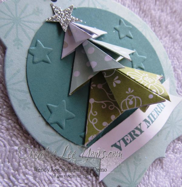 Napkin Fold Christmas Tag by wendy lee, creativeleeyours, cheerful tags, Stampin' Up!