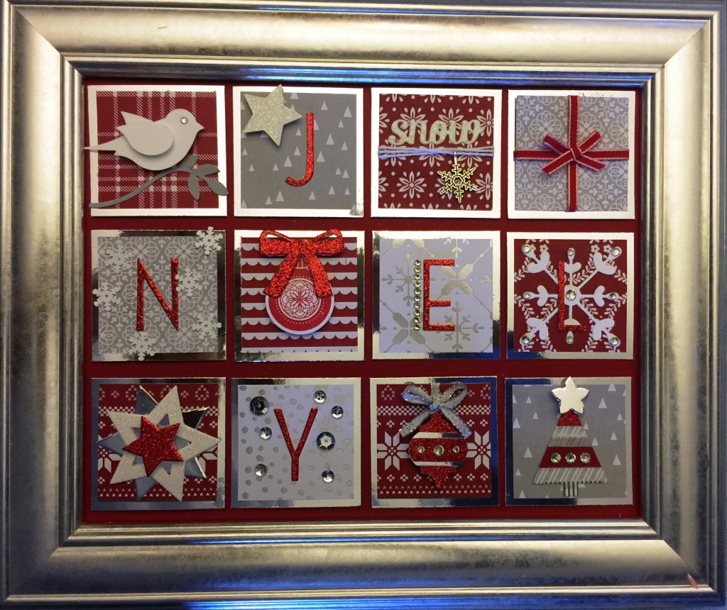 Red & Silver Wall Art by Jennifer Moretz, #creativeleeyours, Stampin Up, Christmas, Home Decor