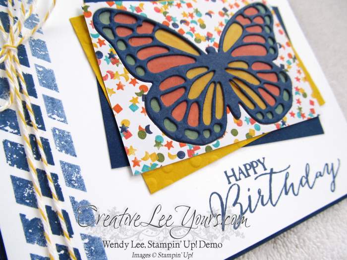 Faux Stained Glass Butterfly by Sheila, #creativeleeyours, Stampin' Up!, Butterfly Basics stamp set, birthday card