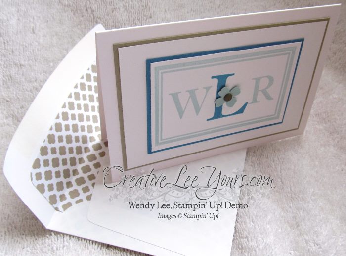 Monogramed Note Cards by Wendy Lee, #creativeleeyours, Stampin' Up!, Sophisticated Serifs, March 2015 FMN class