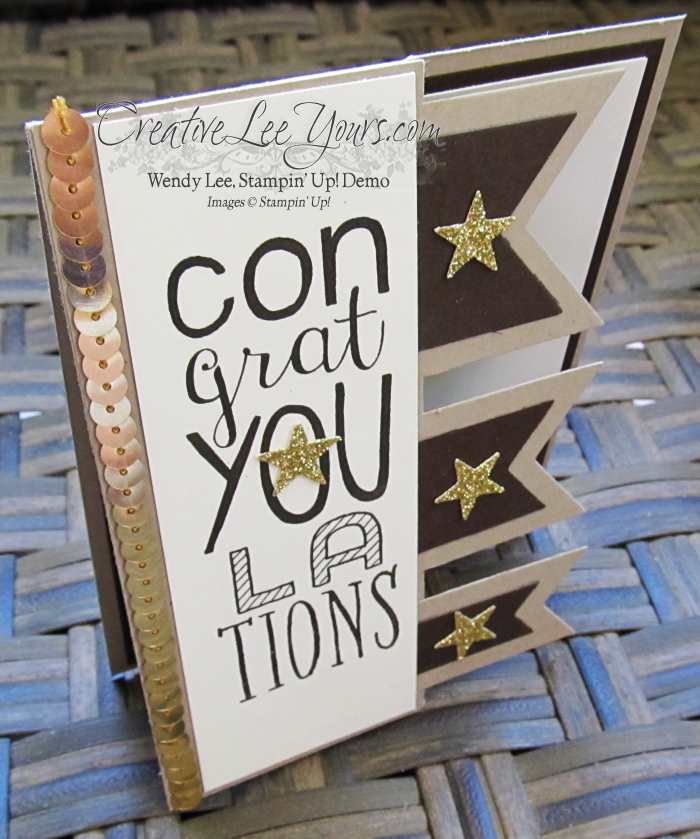 Congrats Banner by Wendy Lee, #creativeleeyours, Stampin' Up!, Bravo stamp set, June 2015 FMN class