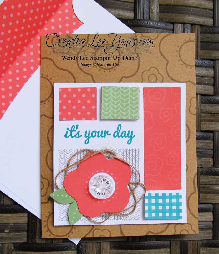 June 2015 Paper Pumpkin Happy Thoughts by Wendy Lee, #creativeleeyours, Stampin' Up!, It's your day card