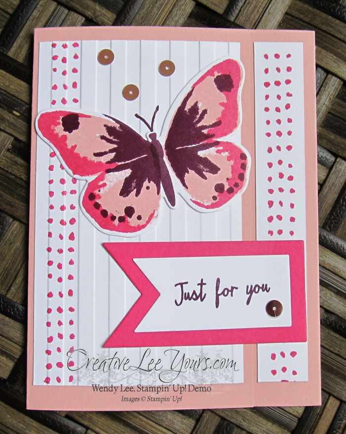 Watercolor Wings Just for You by Jennifer Moretz, #creativeleeyours, Stampin' Up!, Diemonds team swap