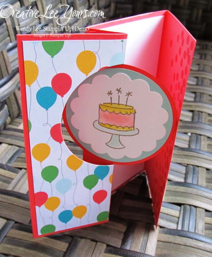 Birthday Wishes Circle Flip Card by Sheila Tatum, #creativeleeyours, Stampin' Up!, Diemonds team swap