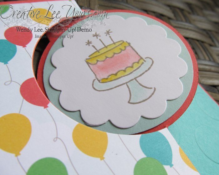Birthday Wishes Circle Flip Card by Sheila Tatum, #creativeleeyours, Stampin' Up!, Diemonds team swap