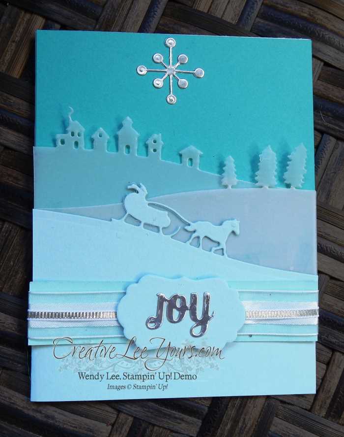 Sleigh Ride Joy by Carol Curren, #creativeleeyours, Stampin' Up!, Christmas Card,Diemonds team swap, Sleigh Ride Edgelits