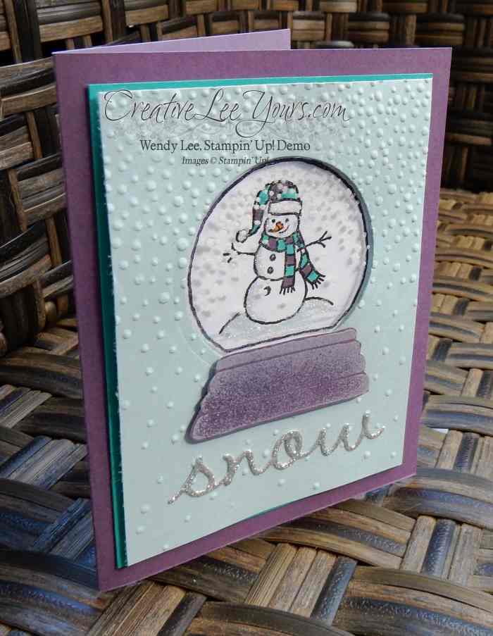 Sparkly Seasons Snowman by Wendy Lee, #creativeleeyours, Stampin' Up!, snow globe, christmas card