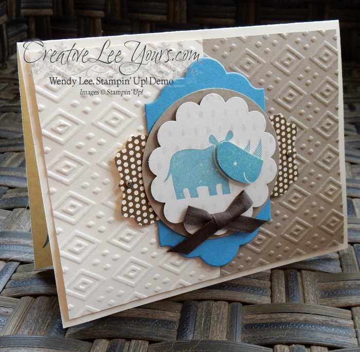 Zoo Babies Baby Rhino by Wendy Lee, #creaticveleeyours, Stampin' Up!, December 2015 FMN class, hand made card