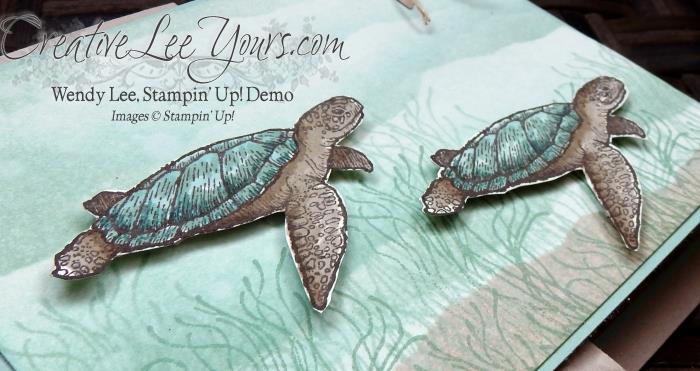 Z-Fold Sea Turtle by Wendy Lee, #creativeleeyours, Stampin' Up!, From Land to Sea stamp set, Handmade card