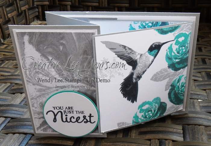 Z Fold Flap Hummingbird by Wendy Lee, Picture Perfect Stamp Set, #creativeleeyours, Stampin' Up!, Feb 2016 FMN class