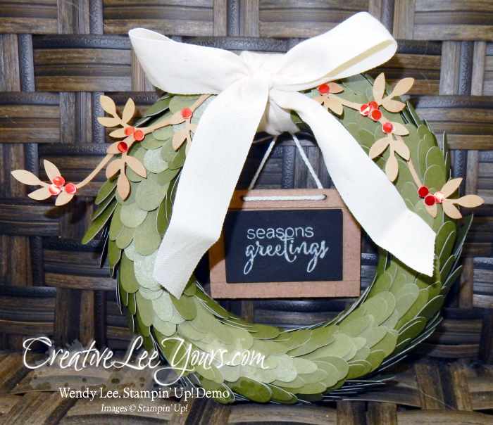 April 2016 Paper Pumpkin Lovely Little Wreath Kit by Wendy Lee, #creativeleeyours, Stampin' Up!, home decor