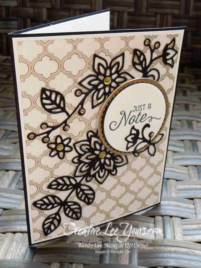 Just a Note Flourishes by Wendy Lee, Flourishing Phrases stamp set, Stampin Up, stamping, hand made cards, #creativeleeyours, July 2016 FMN class