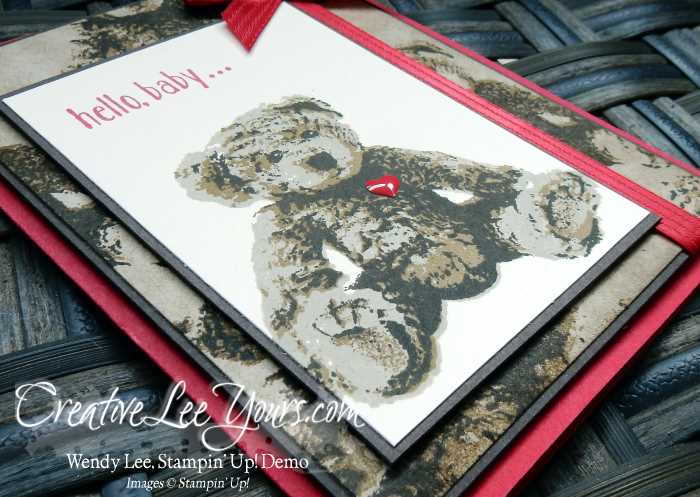 Hello Sueded Baby Bear by Wendy Lee, Baby Bear stamp set, Stampin Up, stamping, hand made card, #creativeleeyours