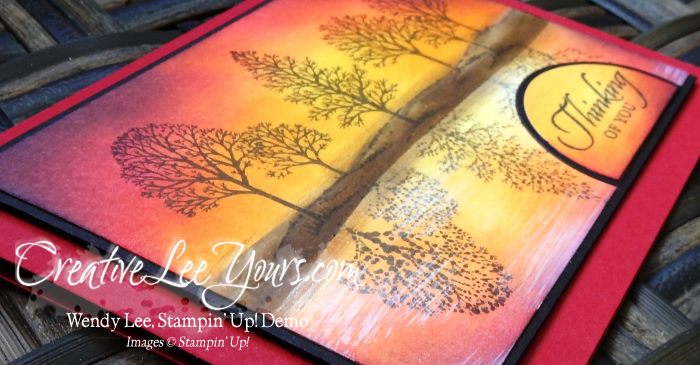Lovely Reflection by Wendy Lee, Stampin Up, Lovely as a Tree stamp set, Wetlands stamp set, Layering Circles Framelits, #creativeleeyours, Hand Made Cards, September 2016 FMN class