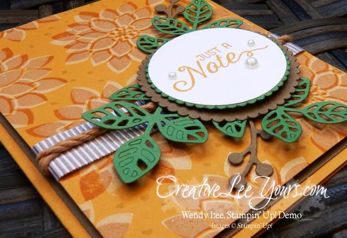 Just a Note Shadow Stamping by Wendy Lee, Stampin Up, Flourishing Phrases stamp set, Flourish Thinlits, Layering Circles Framelits, #creativeleeyours, Hand Made Cards, September 2016 FMN class