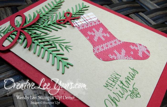 Christmas Stocking by Jennifer Moretz, Christmas Pines stamp set, Hang Your Stocking stamp set, Warmth & Cheer Designer Series Paper Stack, Pretty Pines Framelits, Christmas Stockings Thinlits, Stampin Up, #creativeleeyours, diemonds team swap, Christmas, hand made card