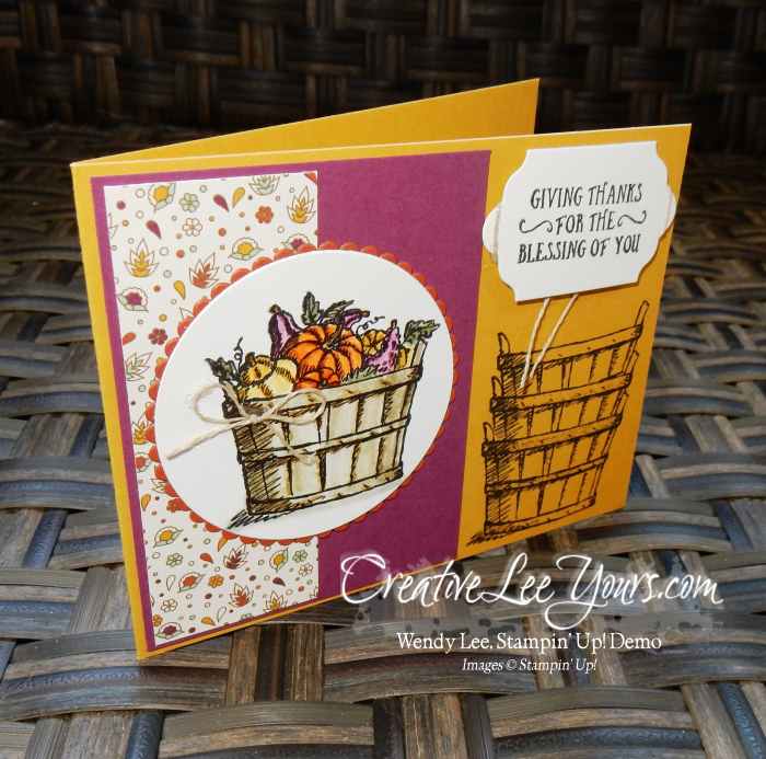 Basket of Wishes by Zoe Williams, Stampin Up, Basket of Wishes stamp set, #creativeleeyours, Wendy Lee, hand made thank you card