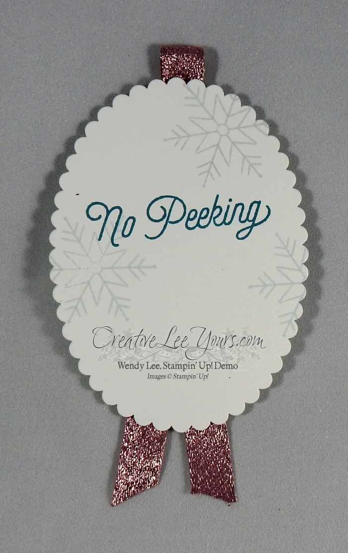 Stitched Gift Tag by Wendy Lee, Stampin Up, Stitched framelits dies, layering ovals dies, stitched with cheer stamp set, oh what fun stamp set, #creativeleeyours, hand stamped, christmas