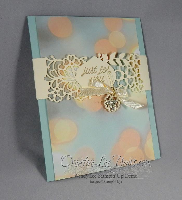 Just for you by Wendy Lee, Stampin Up, #creativeleeyours, So in love stamp set, #onstage2016, so detailed thinlits, hand made card