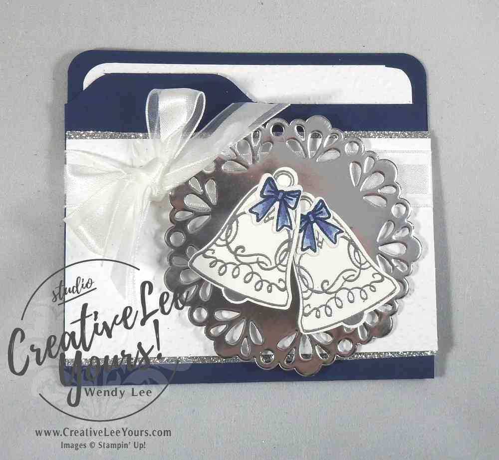 Wedding Bells Gift card holder by Wendy Lee, Stampin Up, mini file folder, seasonal bells stamp set, hand made, #creativeleeyours