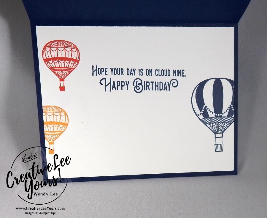 Lift Me Up Smiles by Wendy Lee, Stampin Up, #creativeleeyours, creatively yours, Lift me up stamp set, Up & away thinlits, carried away designer paper, #SAB2017, hand made birthday card