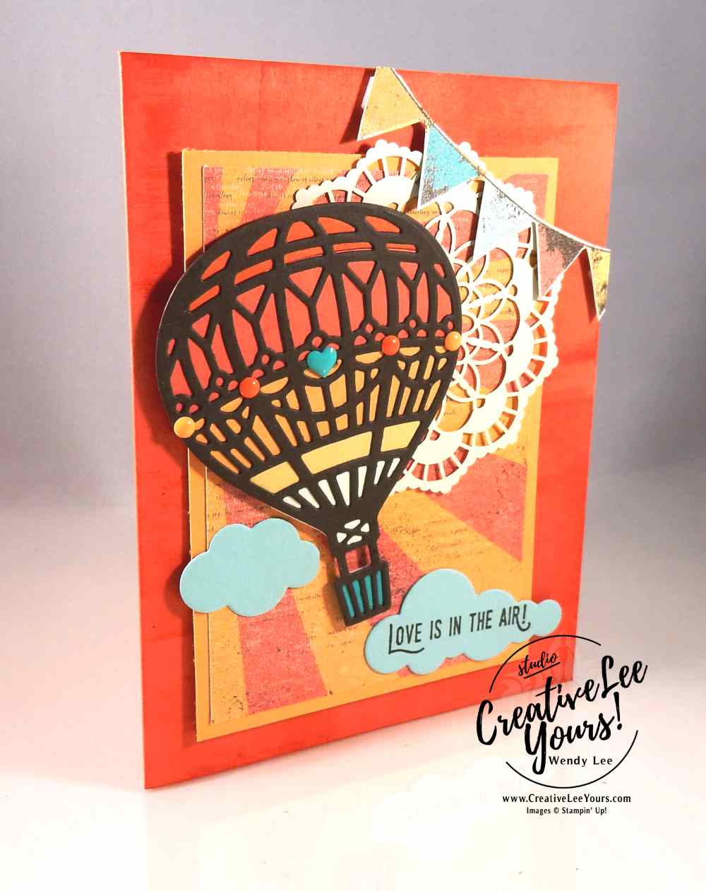 Love is in the Air Direct Ink to Paper by Wendy Lee, Stampin Up, #creativeleeyours, Lift me up stamp set, Bloomin love stamp set, up & away thinlits, January 2017 FMN class