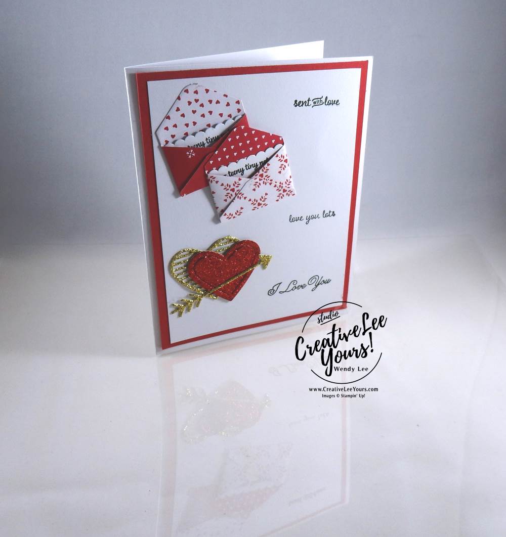 Sending Love by Pam Lawson, Stampin Up, #creativeleeyours, creatively yours, sealed with love stamp set, love notes framelits, diemond team swap, hand made valentine card