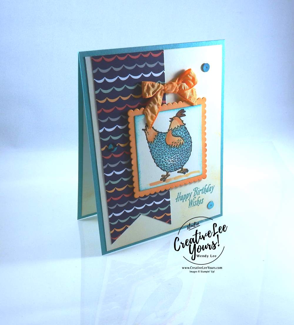 Birthday chick by Belinda Rodgers, Stampin Up, #creativeleeyours, creatively yours, Hey chick stamp set, carried away designer series paper, avant garden, dieminds team swap, #SAB2017, hand made birthday card