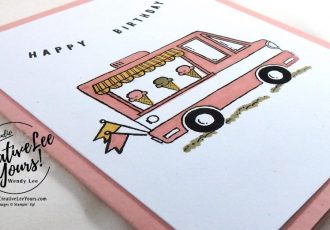 Tasty Trucks Birthday by Pam Lawson, Stampin Up, #creativeleeyours, creatively yours, tasty trucks stamp set, diemonds team swap, #SAB2017