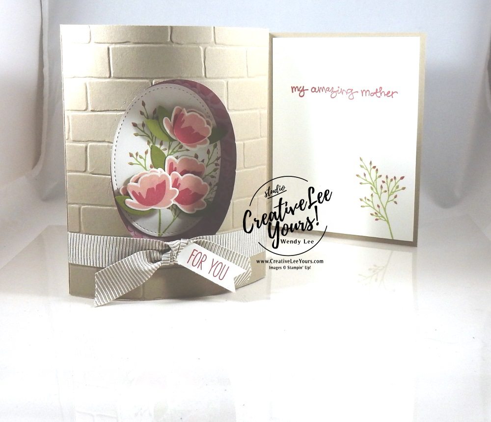 Domed Front Window Card by Wendy Lee,Stampin Up, #creativeleeyours, creatively yours, April 2017 FMN class, Jar of Love Stamp set, Greatest Greeting stamp set, everyday jars framelits, layering ovals framelits,emboss resist technique, mothers day card