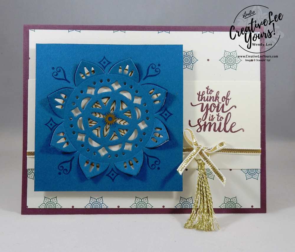 To Think of You is to Smile with Wendy Lee, Eastern Beauty stamp set, eastern medallion Thinlits, eastern palace bundle, stampin up, #creativeleeyours, creatively yours, handmade card