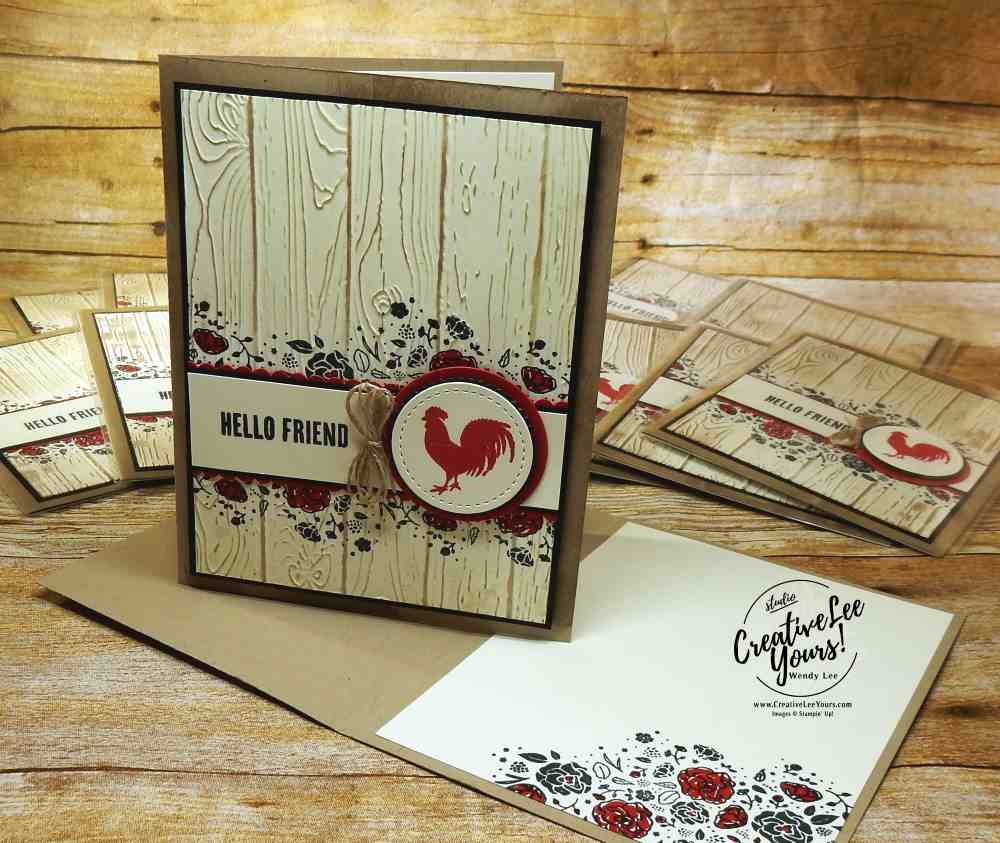 Hello Friend by Wendy Lee, wood words stamp set, pinewood planks embossing folder, layering circles framelits, stitched shapes framelits, stampin up 2017 thailand incentive trip, wendy lee, #creativeleeyours, creatively yours, demonstrator rewards
