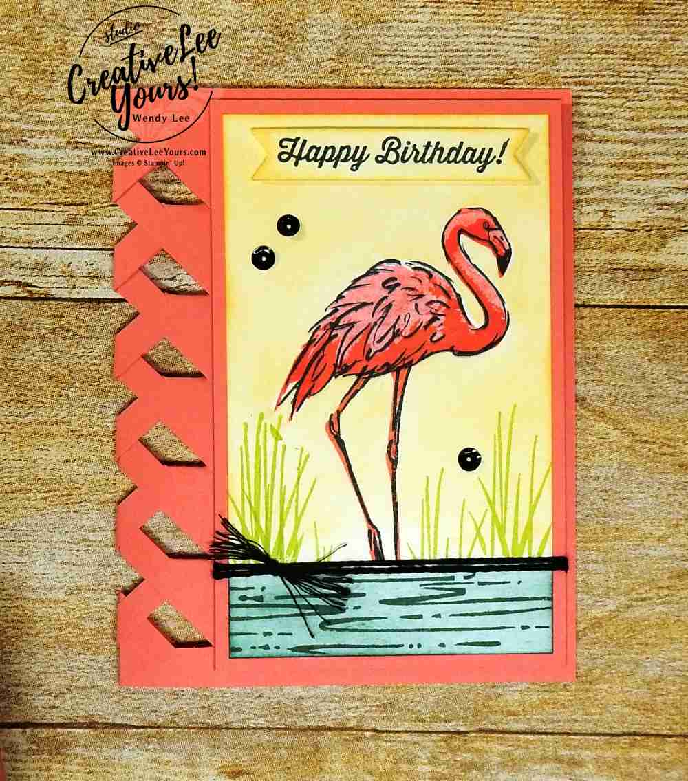 Fabulous Flamingo Stamp Set,wendy lee, stampin up, lattice fun fold,birthday,#stampinup,#cardmaking,#makeacardsendacard,#stamping, #handmadecard,#rubberstamps,birthday banners stamp set, birthday delivery stamp set,SU,#creativeleeyours, creatively yours,creative-lee yours, SU cards,diemonds team swap