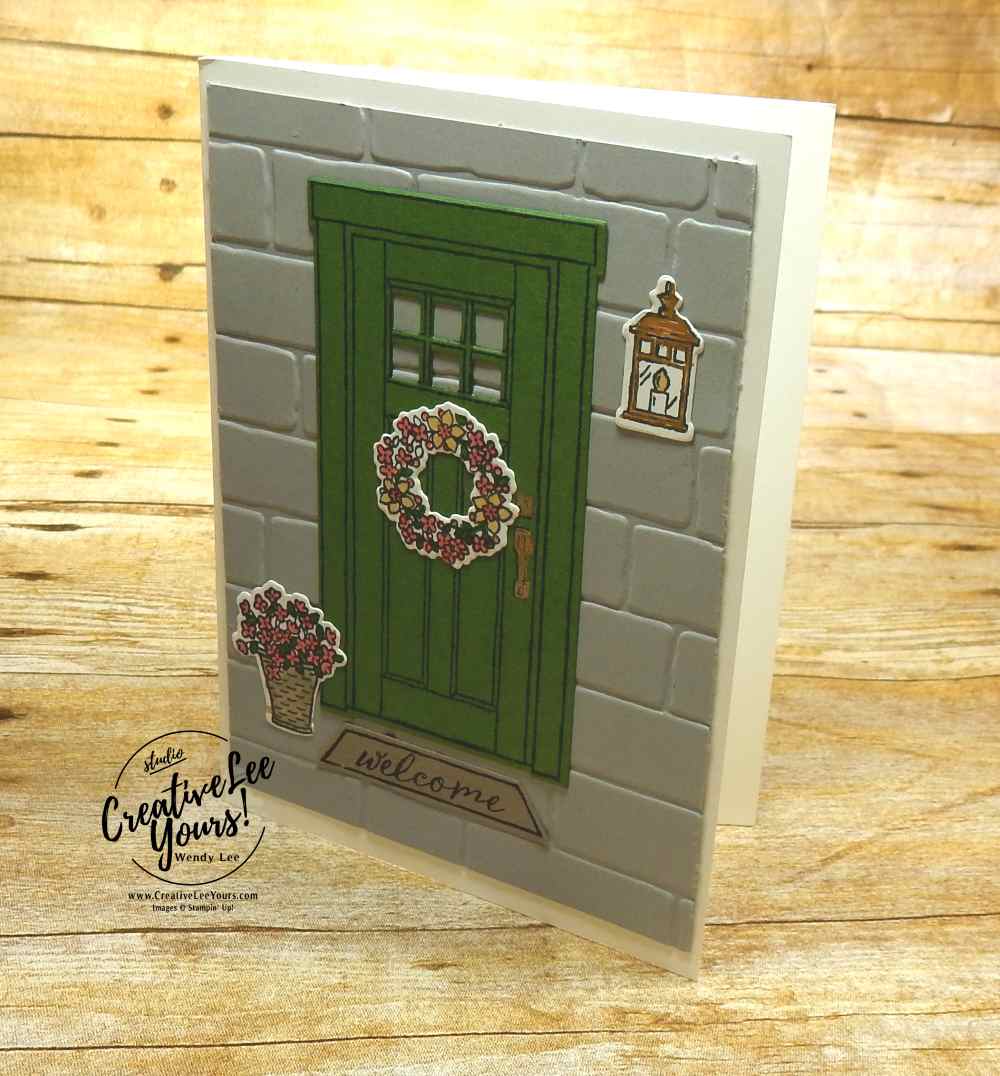  Spring doorway by Pam Lawson, Wendy Lee, creatively yours, creative-lee yours, Stampin Up, stamping, handmade, SU, #creativeleeyours, At Home with You Stamp Set, At Home Framelits Dies,diemonds team swap