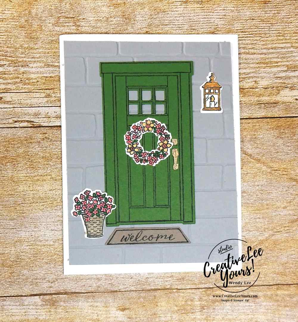  Spring doorway by Pam Lawson, Wendy Lee, creatively yours, creative-lee yours, Stampin Up, stamping, handmade, SU, #creativeleeyours, At Home with You Stamp Set, At Home Framelits Dies,diemonds team swap