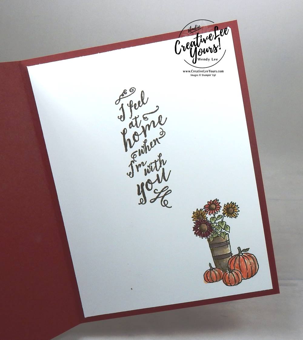 Grateful Home by Wendy Lee, stampin up, #creativeleeyours, September 2017 FMN class,, fall cards, handmade, stamping, at home with you stamp set, direct ink to paper technique, at home framelits, embossing paste