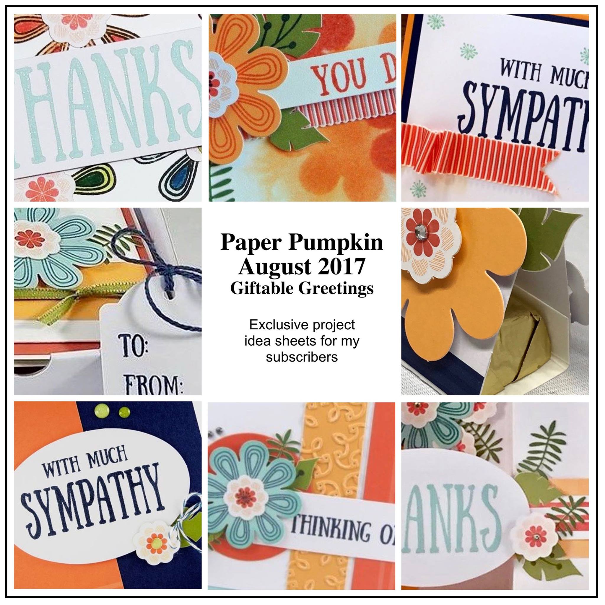 August 2017 Giftable Greetings Paper Pumpkin Kit by wendy lee, stampin up, handmade cards, rubber stamps, stamping, kit, subscription