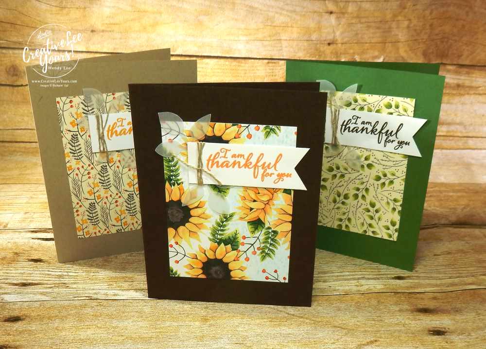 Simple Thank You with Wendy Lee, Stampin Up, Thailand incentive trip make n take,painted harvest stamp set, handmade fal card, stamping,rubber stamps, sunflowers, painted autumn, quick and easy cards, #creativeleeyours, creatively yours