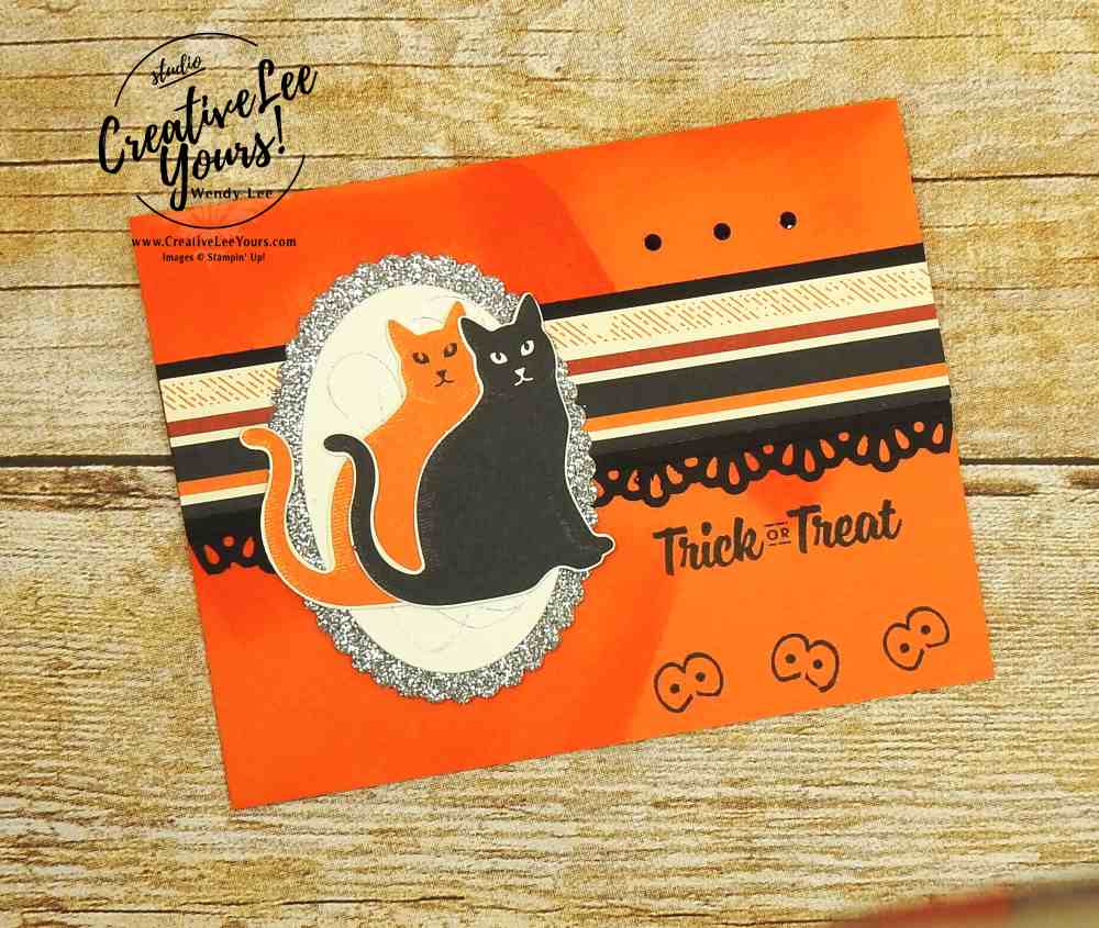 Trick or Treat by Belinda Rodgers,stampin up,Wendy Lee,#creativeleeyours,creatively yours, diemonds team swap, spooky cat, cat punch, halloween card, stamping, handmade