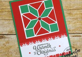 Warmth of Christmas, stampin up, wendy lee,#creativeleeyours, creativelyyours, handmade, stamping,quilt builder framelits, snowflake sentiments stamp set, christmas card, diemonds team swap