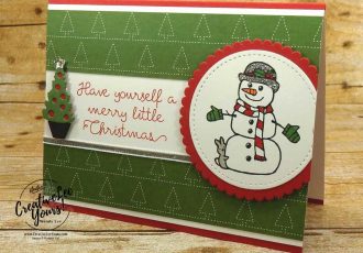 Merry Little Snowman by Sheila Tatum, Stampin Up, cute holiday card, handmade, wendy lee, #creativeleeyours, creatively yours, christmas quilt stamp set, seasonal chums stamp set,seasonal tags framelits, diemonds team swap, stamping