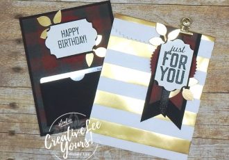 Brayered Masculine Gift Card Holder by Wendy Lee,stamping, handmade,soft sayings card kit,merry little labels stamp set,december 2017 fmn class,#creativeleeyours, creatively yours,stampin up, birthday