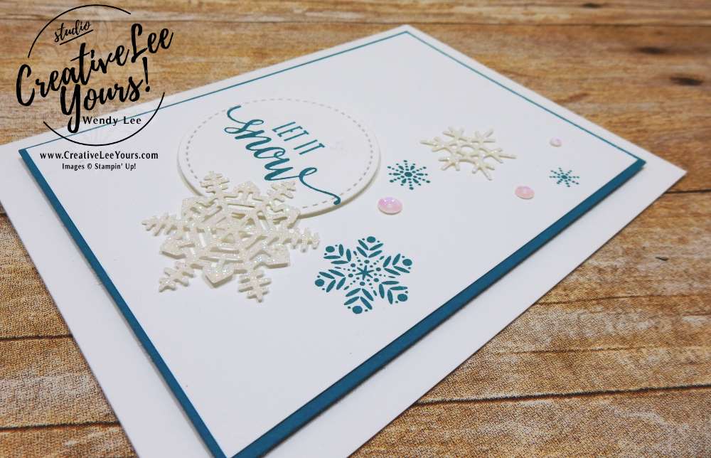 Let it Snow by wendy lee, October 2017 Paper Pumpkin Pining for Plaid,November 2017 Paper Pumpkin Back in Plaid,snowflakes, Stampin Up, stamping,handmade,#creativeleeyours,creatively yours, quick & easy,kit,subscription