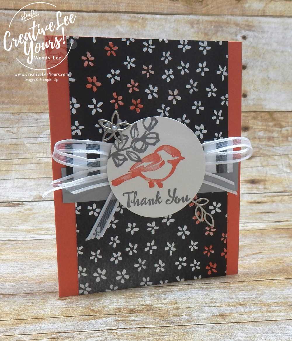 Birdie Thank You with Wendy Lee,stampin up, stamping,#creativeleeyours, creatively yours, rubber stamps, petal palette stamp set,thank you card,handmade,november 2017 on stage