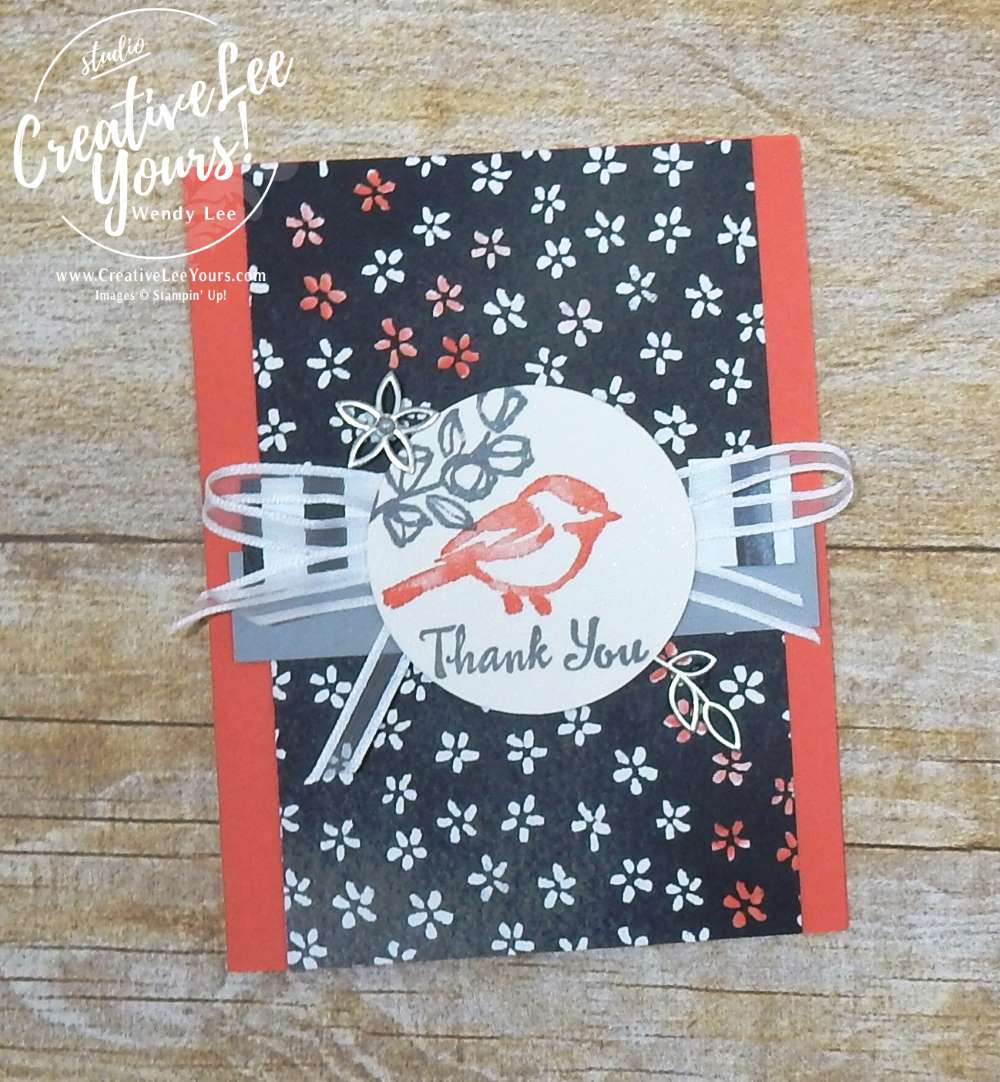 Birdie Thank You with Wendy Lee,stampin up, stamping,#creativeleeyours, creatively yours, rubber stamps, petal palette stamp set,thank you card,handmade,november 2017 on stage