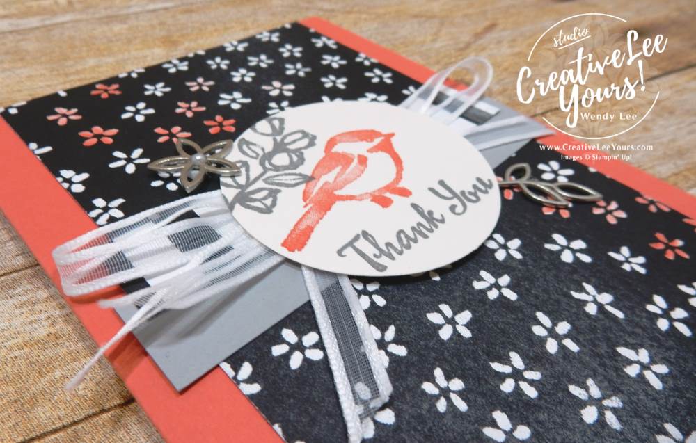 Birdie Thank You with Wendy Lee,stampin up, stamping,#creativeleeyours, creatively yours, rubber stamps, petal palette stamp set,thank you card,handmade,november 2017 on stage