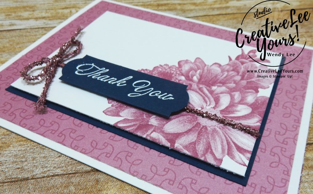 Thank You Blooms by Wendy Lee,stampin up, #creativeleeyurs,creativelyyours, sale-a-bration,SAB,heartfelt blooms stamp set, handmade thank you card, flowers,quick & easy,diemonds team swap
