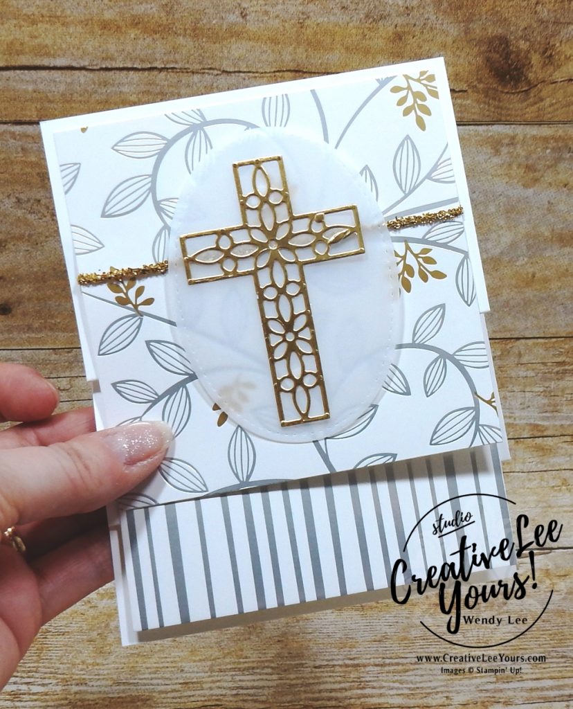 Go For Greece blog hop, kylie bertucci, cardmaking, handmade card, rubber stamps, stampin, stampin up, wendy Lee, #creativeleeyours, creatively yours, creative-lee yours, SU, SU cards, incentive trip, vertical stretch fun fold, hold on to hope stamp set, crosses of hope framelits, springtime foils, SAB, FREE product, Sale-a-bration