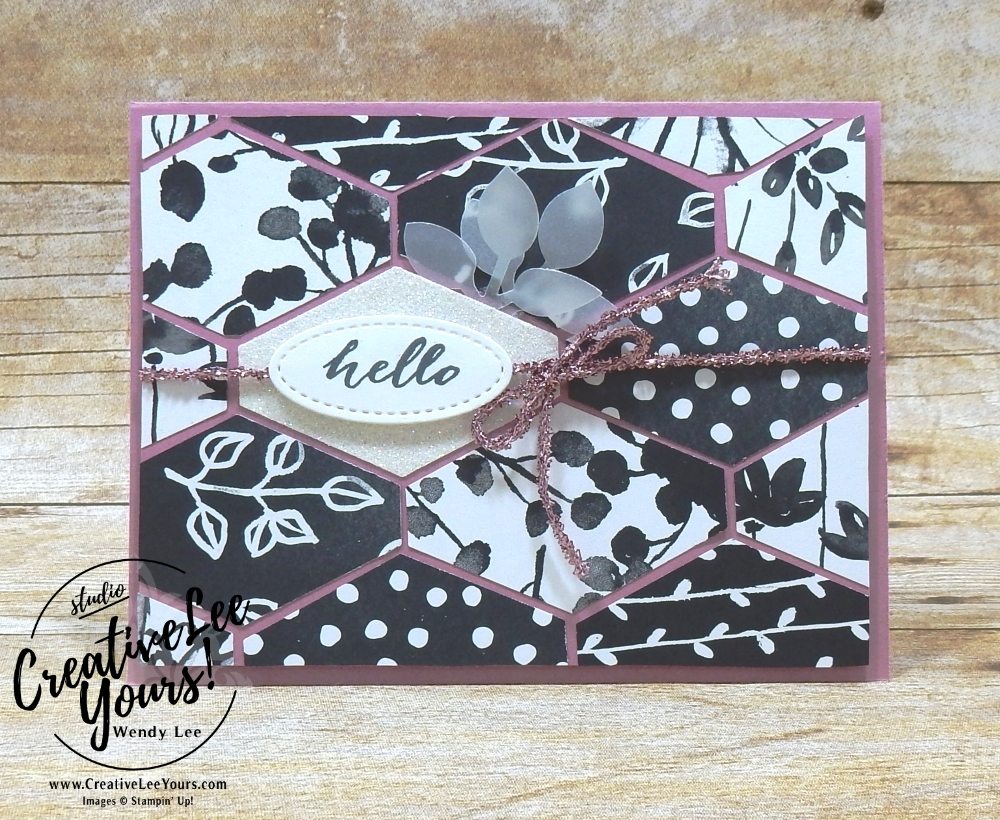Hello by wendy lee, stampin up, handmade, stamping, #creativeleeyours, creatively yours, creative-lee yours, #makeacardsendacard, stamping,SU, paper pumpkin,sliding door framelits, April 2018 FMN class, forget me not, Bonus card,Paper Pumpkin February 2018 Wildflower Wishes Kit