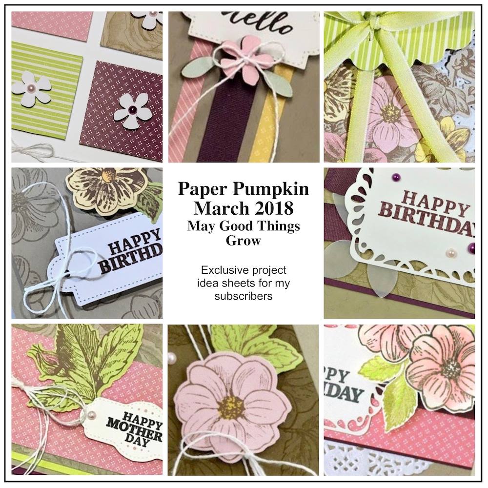 March 2018 may good things grow Paper Pumpkin Kit by wendy lee, stampin up, handmade cards, rubber stamps, stamping, kit, subscription, floral,spring cards, thank you, congrats, friend, #creativeleeyours,creatively yours,creative-lee yours,SU, SU cards